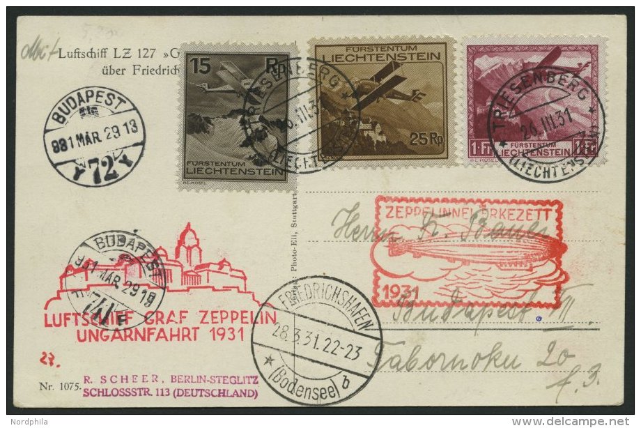 ZULEITUNGSPOST 101 BRIEF, Liechtenstein: 1931, Ungarnfahrt, Prachtkarte - Zeppelins