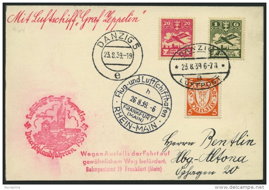 ZULEITUNGSPOST 464 BRIEF, Danzig: 1939, Fahrt Nach Ostpreußen Mit Ausfallstempel, Karte Feinst - Airmail & Zeppelin