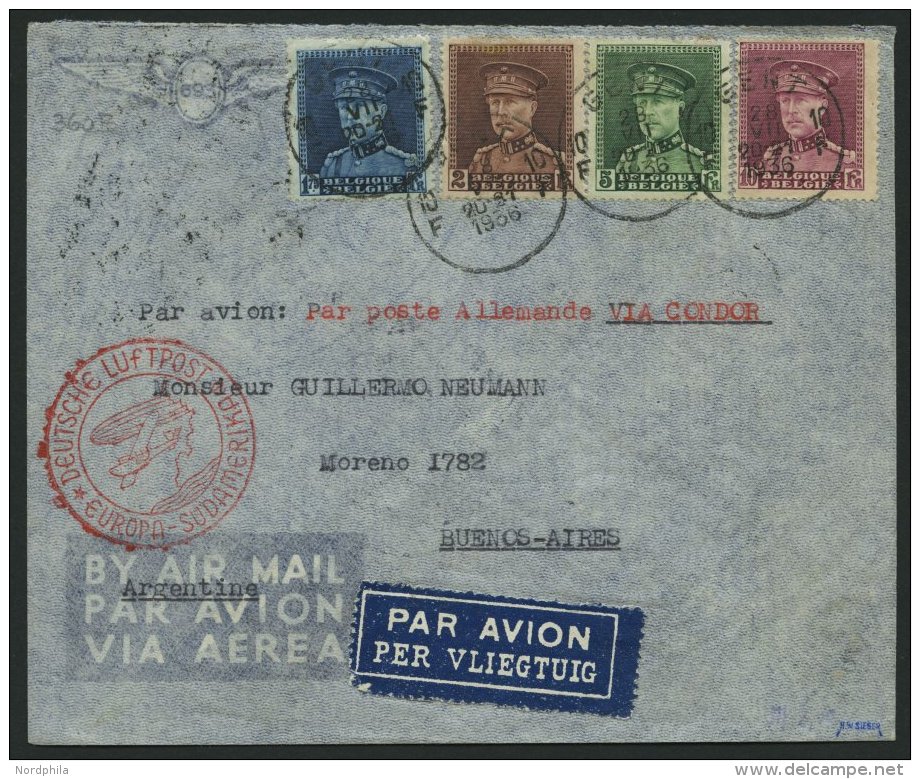 ZULEITUNGSPOST 360B BRIEF, Belgien: 1936, 10. Südamerikafahrt, Auflieferung Friedrichshafen, Prachtbrief - Zeppelins