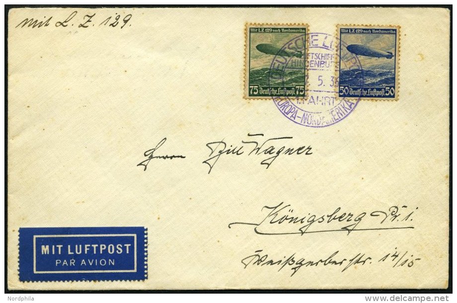 ZEPPELINPOST 407A BRIEF, 1936, 1. Nordamerikafahrt, Violetter Bordpoststempel, Prachtbrief - Zeppelins