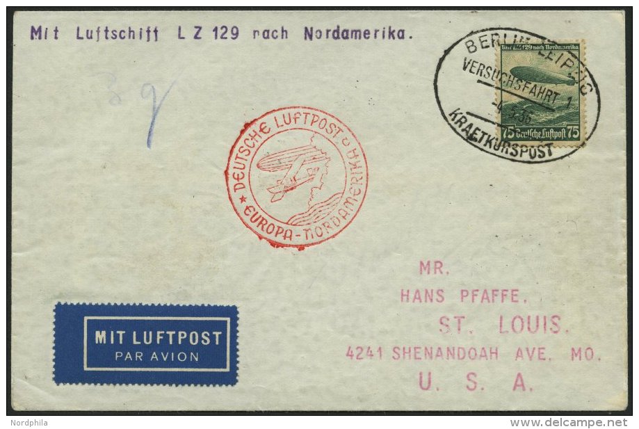 ZEPPELINPOST 406C BRIEF, 1936, Kraftkurspost Der Versuchsfahrt 1, Kurs Berlin - Leipzig, Weiterbefördert Mit Luftsc - Zeppelins