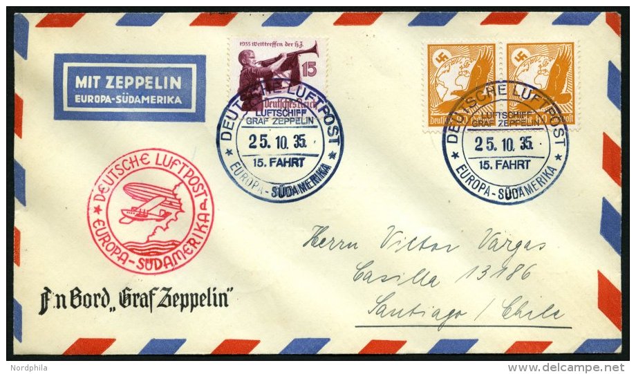 ZEPPELINPOST 326Ab BRIEF, 1935, 15. Südamerikafahrt, Bordpost Mit Stempel D, Prachtbrief - Zeppelins