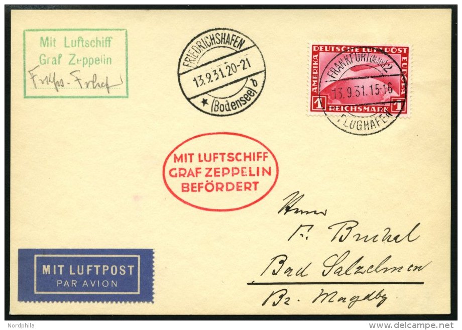 ZEPPELINPOST 128Da BRIEF, 1931, Fahrt Nach Öhringen, Auflieferung Frankfurt Am Main, Prachtkarte - Zeppelins