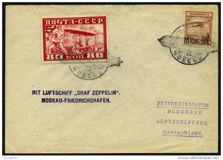 ZEPPELINPOST 85Bb BRIEF, 1930, Rückfahrt Von Russland, Frankiert Mit 80 Kop., Prachtbrief - Zeppelins