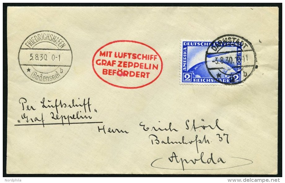 ZEPPELINPOST 76C BRIEF, 1930, Landungsfahrt Nach Darmstadt, Auflieferung Darmstadt, Frankiert Mit 2 RM, Prachtbrief - Zeppelins