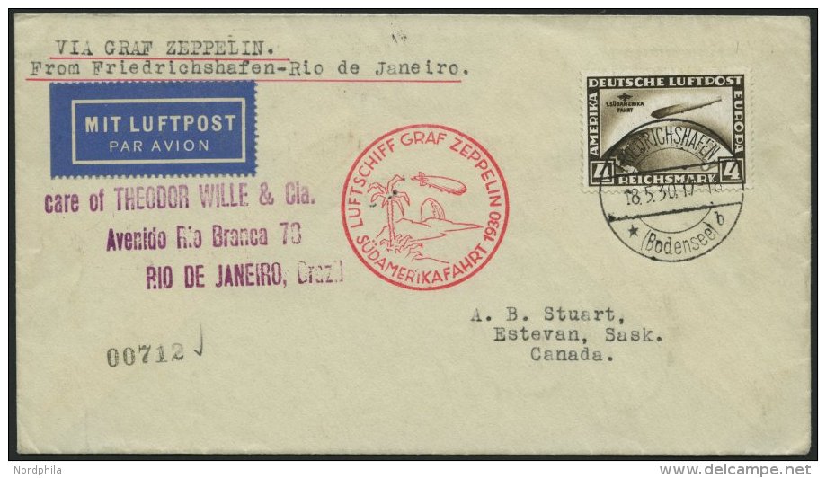 ZEPPELINPOST 57M BRIEF, 1930, Südamerikafahrt, Tagesstempel, Fr`hafen-Rio De Janeiro, Prachtbrief - Zeppelins