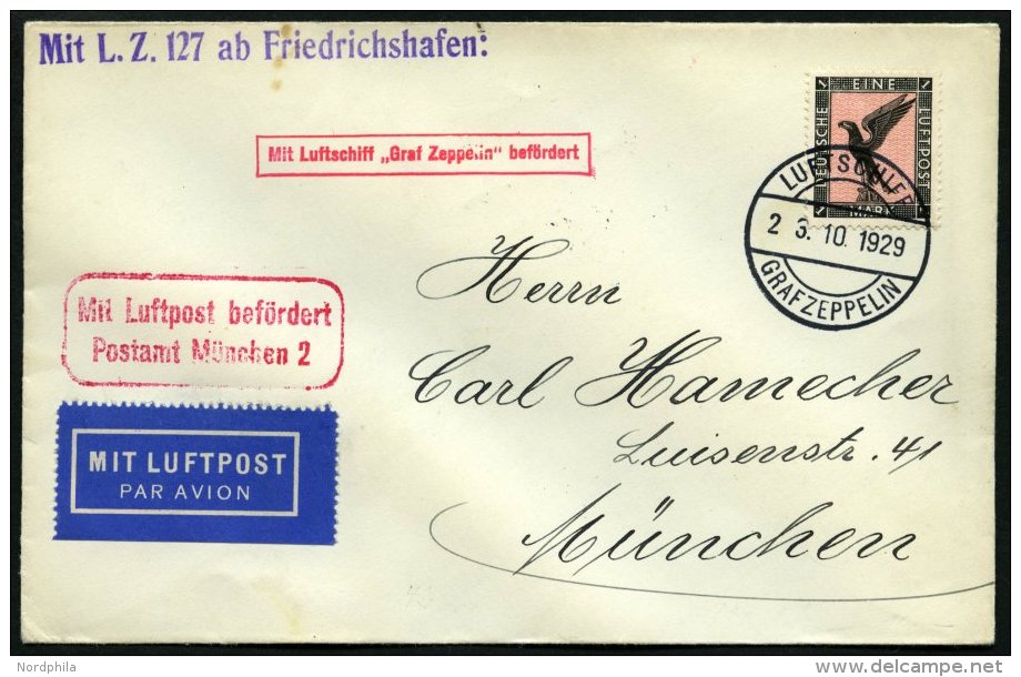 ZEPPELINPOST 44B BRIEF, 1929, Spanienfahrt, Bordpost, Prachtbrief - Zeppelins