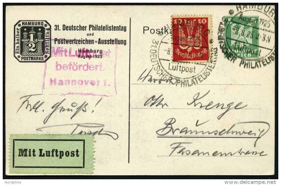 GANZSACHEN PP 81C8/05 BRIEF, Privatpost: 1925, 31. Deutscher Philatelistentag Und Postwertzeichen-Ausstellung, 1/4 Sh., - Airplanes