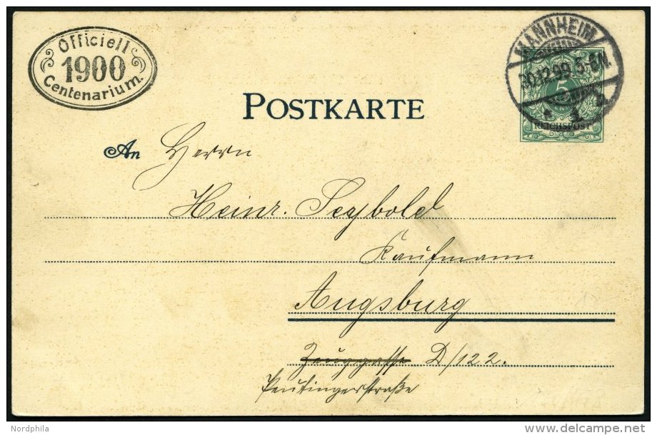 GANZSACHEN PP 9 C 92/03 BRIEF, Privatpost: 1899, 5 Pf. Mannheim Herzlichen Glückwunsch Zum Neuen Jahr!, Stempel MAN - Other & Unclassified