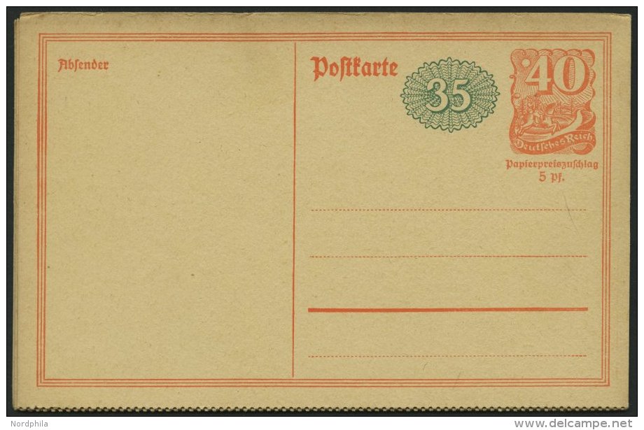 GANZSACHEN P 152II BRIEF, 1922, 35 Pf. Neben 40 Pf. Postreiter Mit Rosettenbeidruck, Gezähnt, 5x Zusammenhänge - Other & Unclassified
