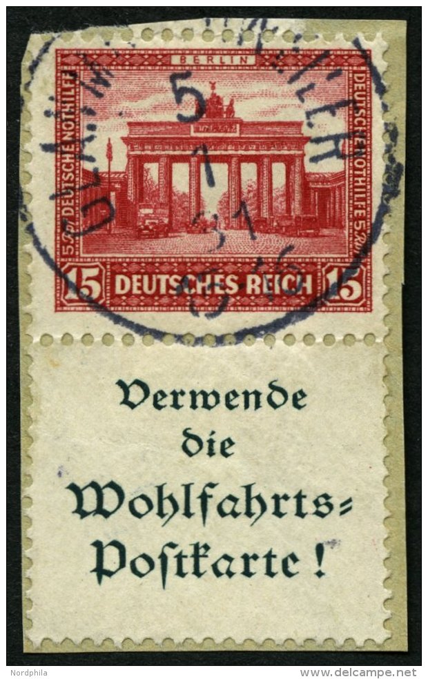 ZUSAMMENDRUCKE S 86 BrfStk, 1930, Nothilfe 15 + A1.3 Auf Knappem Briefstück, Pracht, Mi. 400.- - Se-Tenant