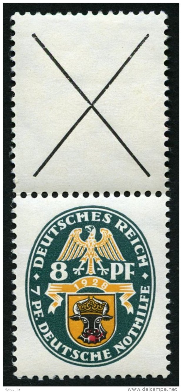ZUSAMMENDRUCKE S 56 *, 1928, Nothilfe X + 8, Falzrest, Pracht, Mi. 1100.- - Se-Tenant