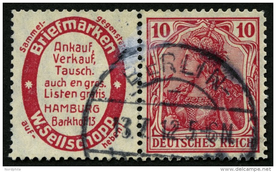 ZUSAMMENDRUCKE W 3.24 O, 1911, Briefmarken W. Sellschopp + 10 Pf., Feinst (Zähnung Teils Etwas Nachgestochen), Mi. - Se-Tenant