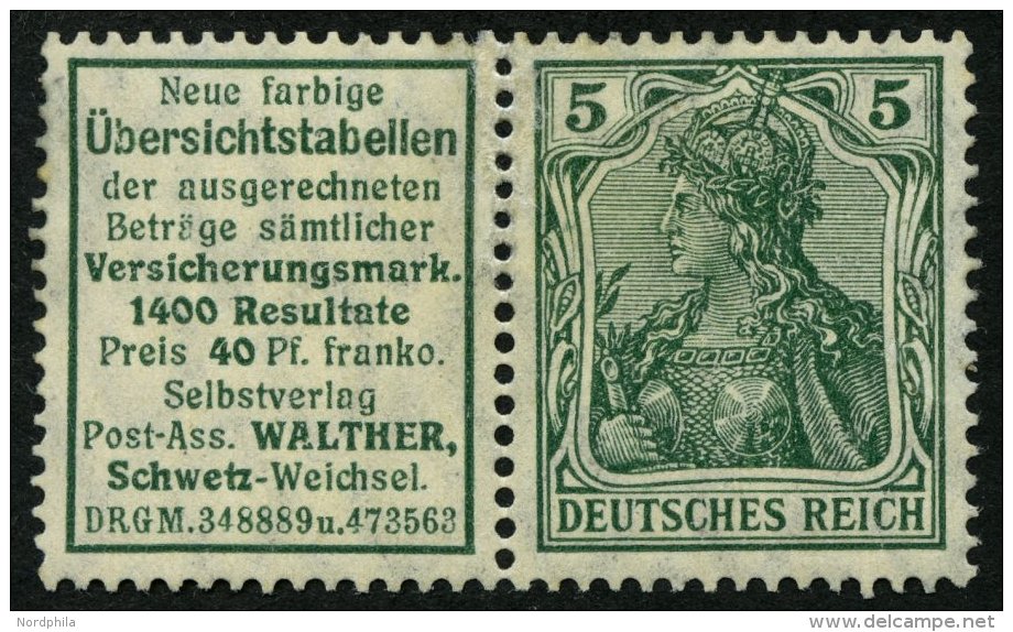 ZUSAMMENDRUCKE W 2.16 *, 1911, Übersichtstabellen + 5 Pf., Feinst, Mi. 780.- - Se-Tenant