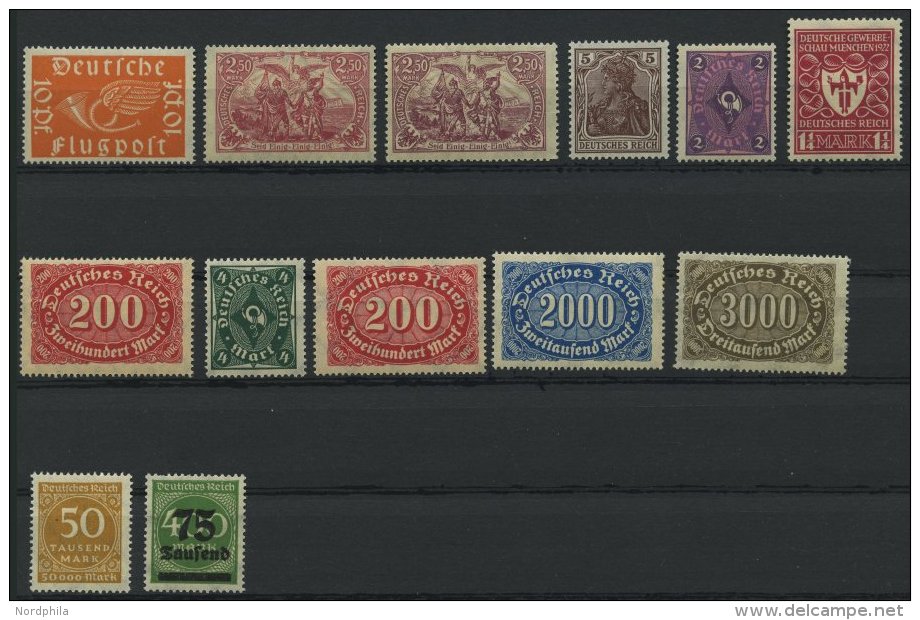 LOTS A. 111b-287b **, 1919-23, 13 Verschiedene Postfrische Infla-Werte, Pracht, Alle Geprüft Infla, Mi. 62.- - Used Stamps