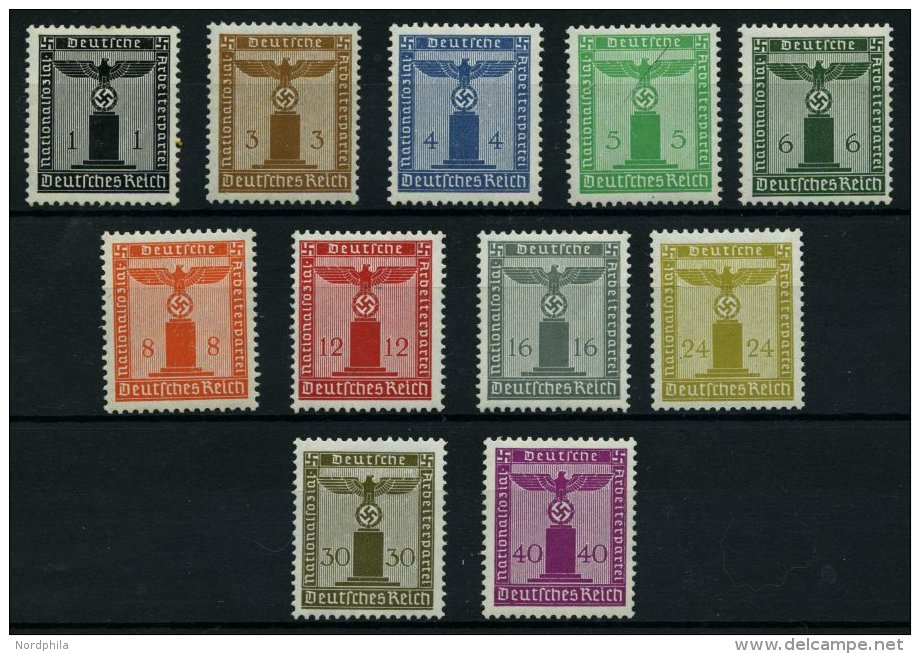 DIENSTMARKEN D 144-54 **, 1938, Dienstmarken Der Partei, Wz. 4, Prachtsatz, Mi. 150.- - Officials