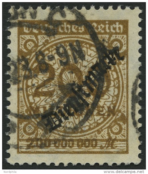 DIENSTMARKEN D 83a O, 1923, 200 Mio. M. Ockerbraun, Normale Zähnung, Pracht, Gepr. Infla, Mi. 200.- - Service