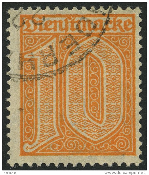 DIENSTMARKEN D 65 O, 1921, 10 Pf. Dunkelorange, Pracht, Gepr. Dr. Düntsch, Mi. 600.- - Officials