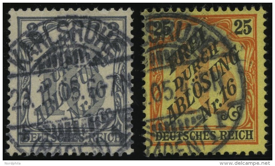 DIENSTMARKEN D 9,14 O, 1905, 2 Und 25 Pf. Baden, 2 Prachtwerte, Mi. 170.- - Officials