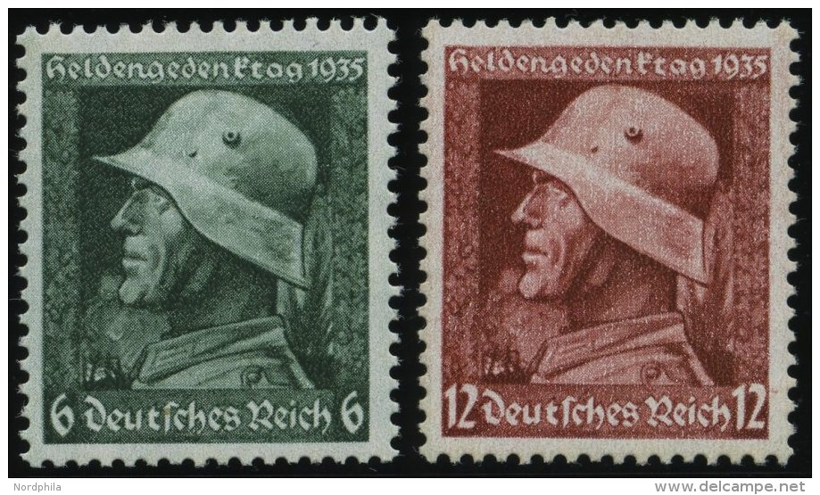 Dt. Reich 569/70x **, 1935, Heldengedenktag, Senkrechte Gummiriffelung, Pracht, Mi. 90.- - Used Stamps