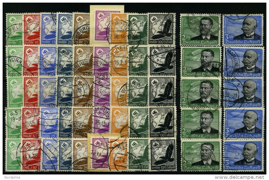 Dt. Reich 529-39x O, 1934, Flugpost, 5 Sätze Feinst/Pracht, Mi. 475.- - Used Stamps