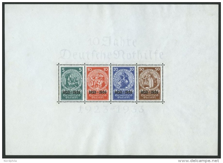 Dt. Reich Bl. 2 **, 1933, Block Nothilfe, Originalgröße, Postfrisch, Kaum Sichtbarer Kleiner Eckbug, Pracht - Used Stamps