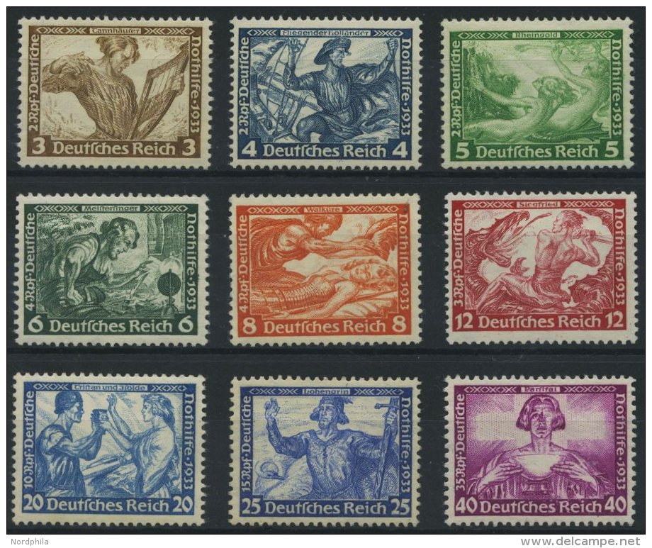 Dt. Reich 499-507 **, 1933, Wagner, 25 Und 40 Pf. Teils Etwas Nachgestochen, Sonst Postfrischer Prachtsatz, Mi. 2400.- - Used Stamps