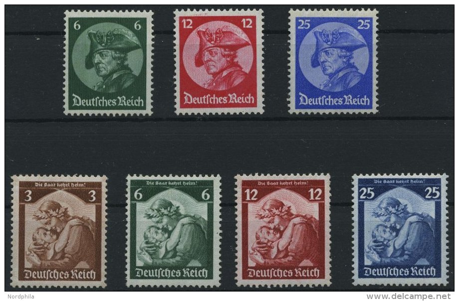 Dt. Reich 479-81,565-68 **, 1933, Friedrich Der Große Und Saarabstimmung, 2 Sätze Feinst, Mi. 440.- - Other & Unclassified