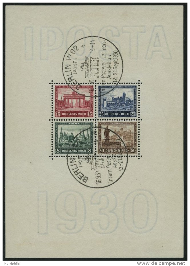 Dt. Reich Bl. 1 O, 1930, Block IPOSTA, Sonderstempel, Ränder Rückseitig Etwas Fleckig Sonst Pracht, Fotobefund - Other & Unclassified