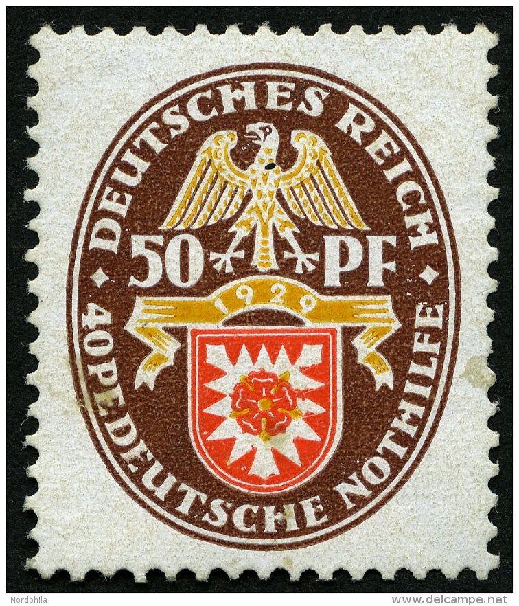 Dt. Reich 434I **, 1929, 50 Pf. Nothilfe Mit Abart PE Statt PF, Feinst (ein Stumpfer Zahn), Mi. 600.- - Used Stamps