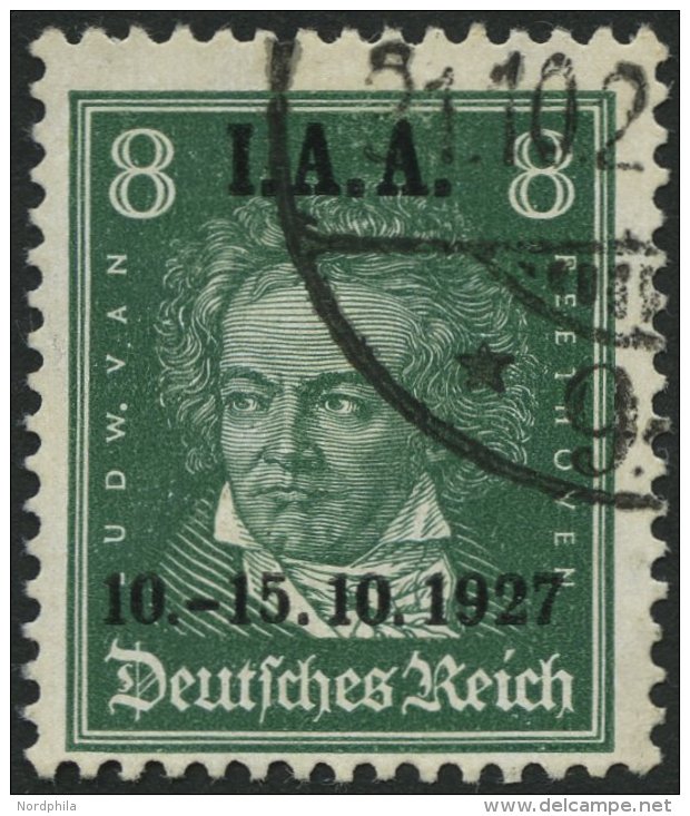 Dt. Reich 407 O, 1927, 8 Pf. I.A.A., Pracht, Mi. 85.- - Oblitérés