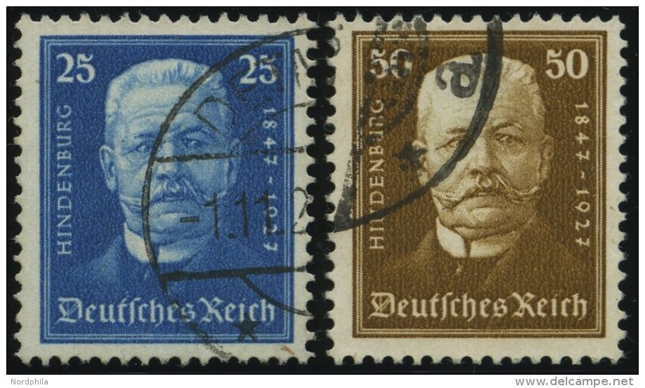 Dt. Reich 405/6 O, 1927, 25 Und 50 Pf. 80. Geburtstag, 2 Prachtwerte, Mi. 60.- - Used Stamps