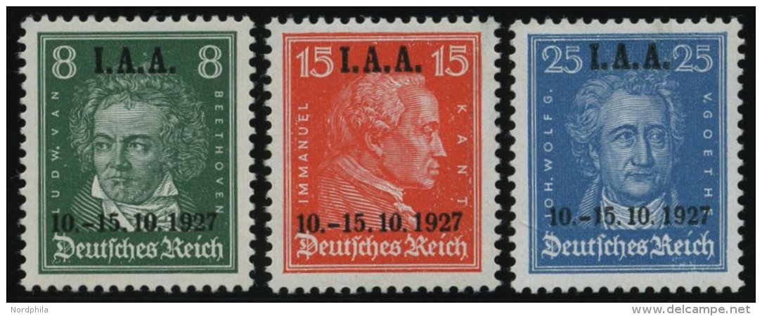 Dt. Reich 407-09 **, 1927, I.A.A., Prachtsatz, Mi. 240.- - Used Stamps