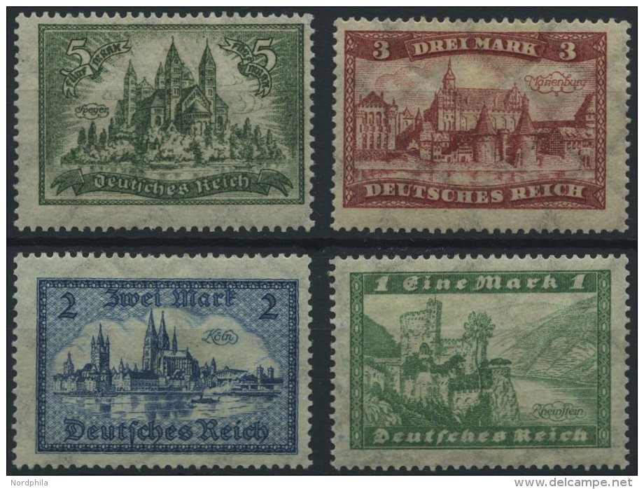 Dt. Reich 364-67 *, 1924, Bauwerke, Falzreste, Normale Zähnung, Prachtsatz, Mi. 100.- - Used Stamps