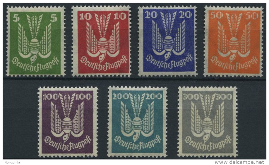 Dt. Reich 344-50 *, 1924, Holztaube, Falzrest, Prachtsatz, Mi. 260.- - Used Stamps