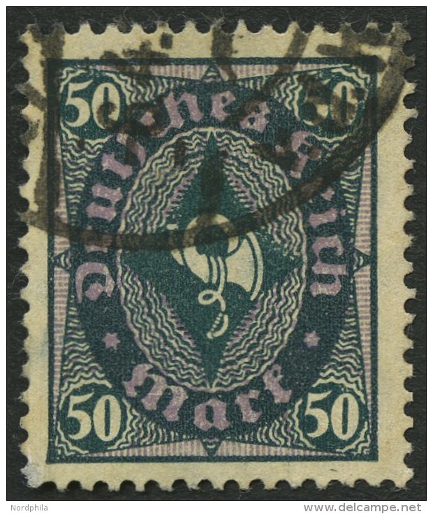 Dt. Reich 209PY O, 1922, 50 M. Schwarzbläulichgrün, Wz. Kreuzblüten, Kleine Zähnungsunebenheiten Son - Used Stamps