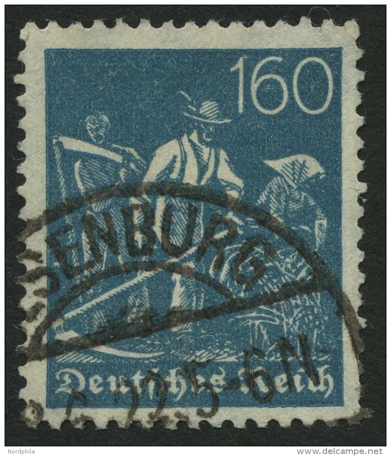 Dt. Reich 190 O, 1922, 160 Pf. Schwärzlichgrautürkis, Wz. 2, Feinst (kleiner Zahnfehler), Gepr. Dr. Dünts - Other & Unclassified