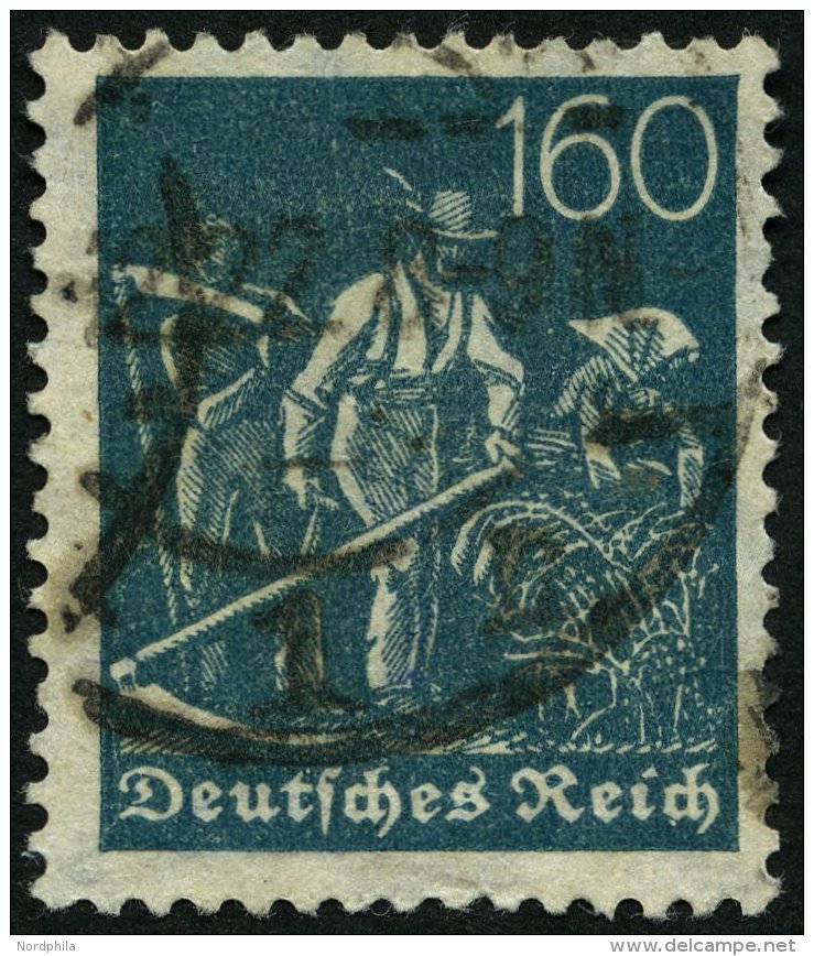 Dt. Reich 190 O, 1922, 160 Pf. Schwärzlichgrautürkis, Wz. 2, Normale Zähnung, Pracht, Gepr. Dr. Dünt - Used Stamps