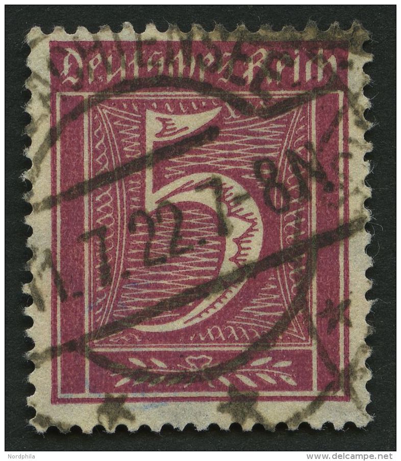 Dt. Reich 177 O, 1922, 5 Pf. Lilakarmin, Wz. 2, Pracht, Gepr. Dr, Oechsner, Mi. 260.- - Other & Unclassified