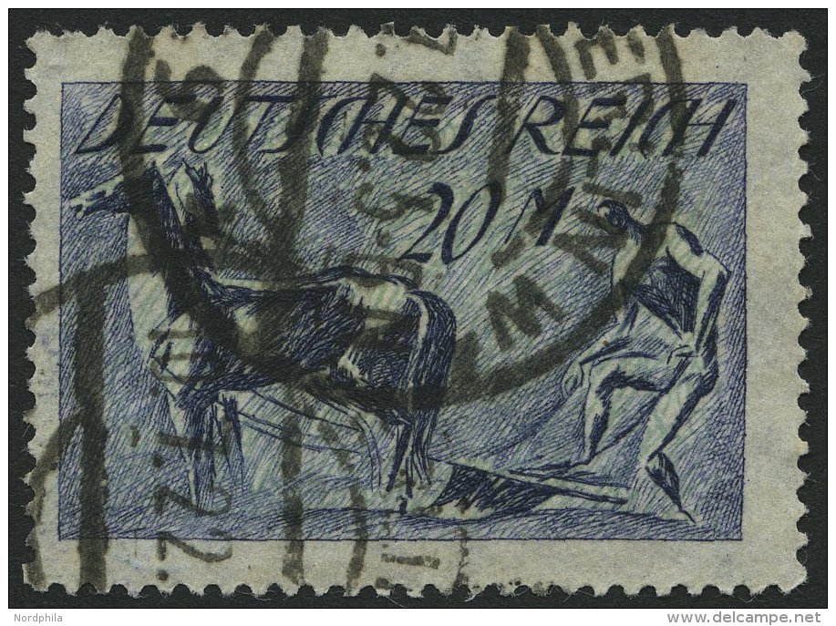 Dt. Reich 176b O, 1921, 20 M. Schwarzviolettblau, üblich Gezähnt Pracht, Mi. 90.- - Used Stamps