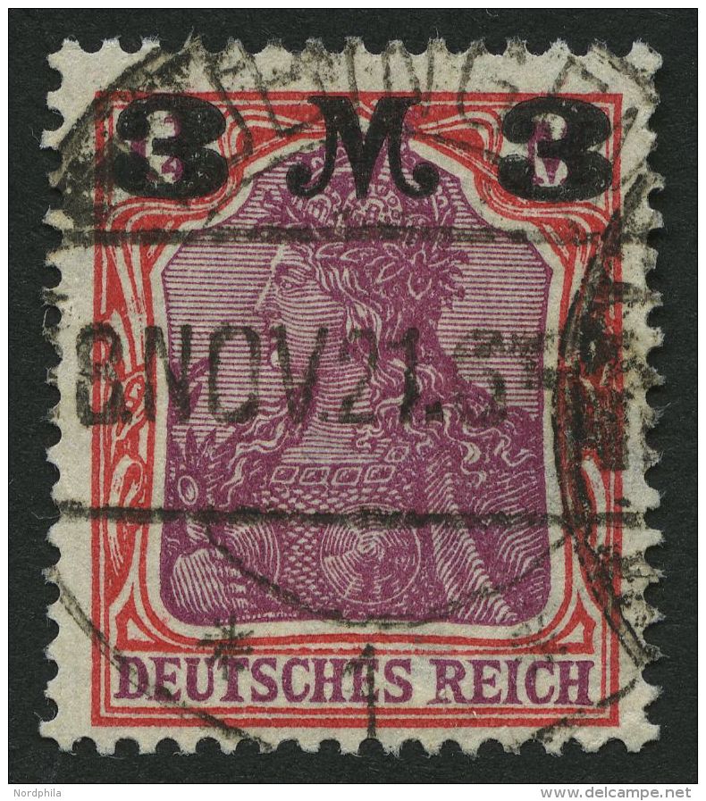 Dt. Reich 155Ib O, 1921, 3 M. Auf 11/4 M. Karminrot/dunkelkarminlila, Aufdruck Mattglänzend, Pracht, Fotobefund Mey - Other & Unclassified