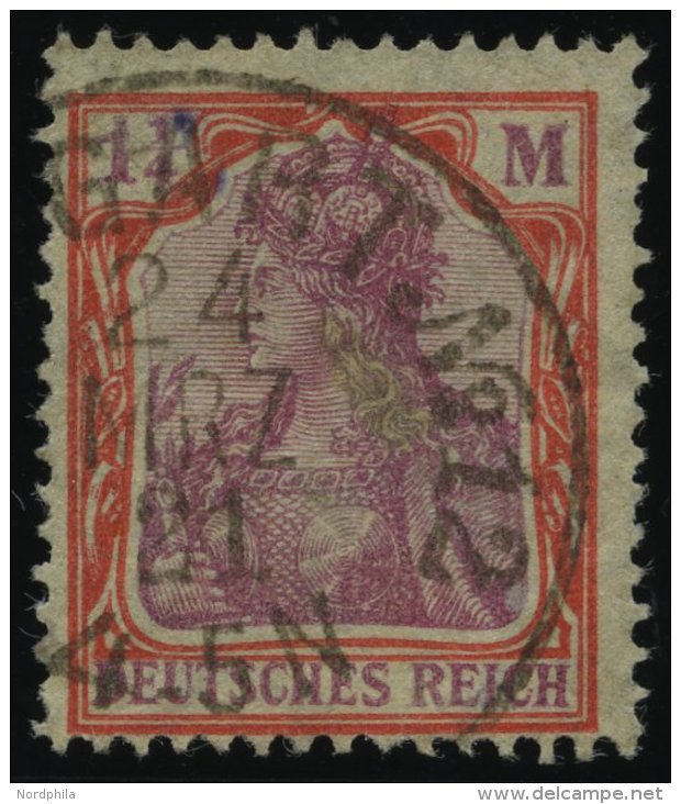 Dt. Reich 151Y O, 1920, 11/4 M. Orangerot/dunkelkarminlila, Wz. Kreuzblüten, Leichte Bugspur Sonst Pracht, Fotoatte - Used Stamps