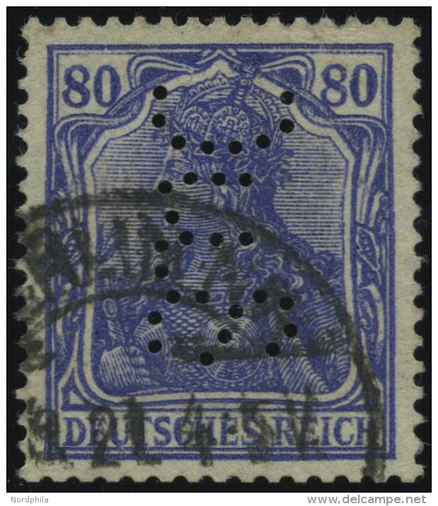 Dt. Reich 149aI O, 1920, 80 Pf. Lilaultramarin, Type I, Mit Firmenlochung, üblich Gezähnt Pracht, Gepr. Tworek - Used Stamps