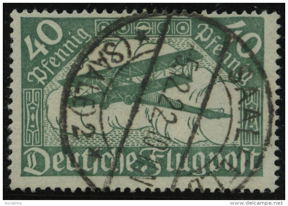 Dt. Reich 112b O, 1919, 40 Pf. Blassgrün Flugpost, Stempel SAALFELD, Pracht, RR!, Fotoattest Dr. Oechsner, Mi. 1300 - Other & Unclassified