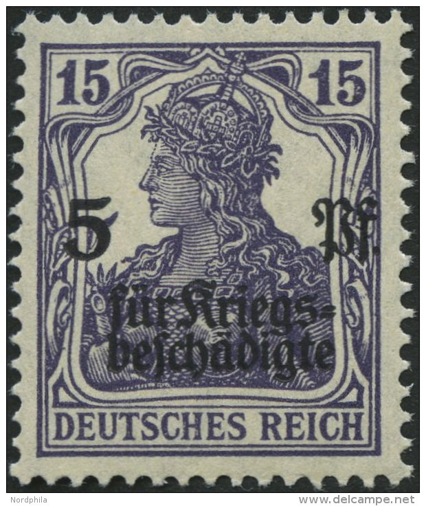 Dt. Reich 106b **, 1919, 15 Pf. Schwärzlichblauviolett Kriegsgeschädigte, Pracht, Gepr. Tworek, Mi. 60.- - Used Stamps