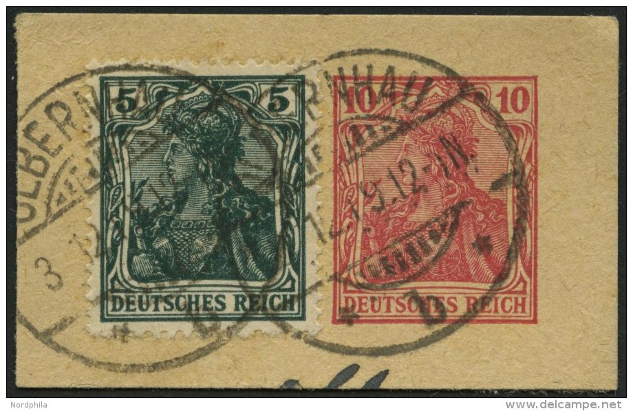 Dt. Reich 85IIe BrfStk, 1918, 5 Pf. Schwarzopalgrün Kriegsdruck Auf Ganzsachenausschnitt, Pracht, Gepr. Jäschk - Other & Unclassified