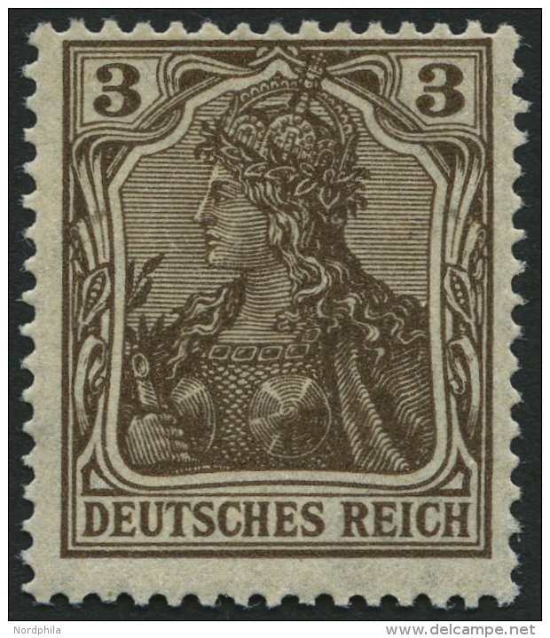 Dt. Reich 84IIb **, 1918, 3 Pf. Schwärzlichbraun Kriegsdruck, Pracht, Gepr. Jäschke, Mi. 70.- - Used Stamps