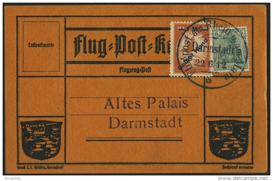 Dt. Reich IV BRIEF, 1912, 1 M. Auf 10 Pf. Gelber Hund Auf Karte Mit Sonderstempel Darmstadt 22.6.12, Pracht - Usati