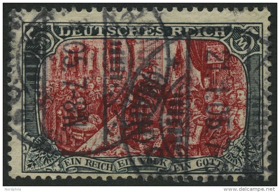 Dt. Reich 81Bb O, 1902, 5 M. Grünschwarz/dunkelkarmin, Gezähnt B, Ohne Wz., Rückseitige Schürfung So - Used Stamps