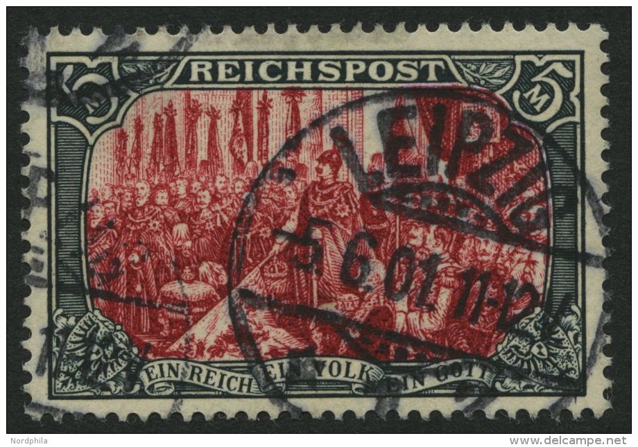 Dt. Reich 66IV O, 1900, 5 M. Reichspost, Type I, Nachmalung Nur Mit Deckweiß, Pracht, Fotoattest Jäschke-L., - Other & Unclassified